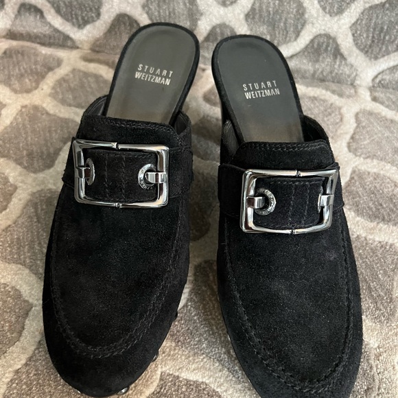 Stuart Weitzman Black Suede Mules. Size 9.5 US. 3 1/2” heel. Never worn. - Picture 2 of 6